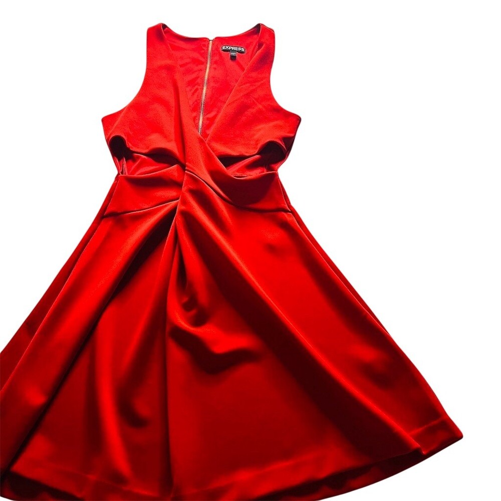 Express Dress Womens Size 4 Red Sleeveless Fit & Flare Skater Cutouts